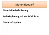 Einzelpaket: Materialbedarf