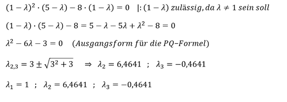 Eigenwerte der 3x3-Ausgangsmatrix