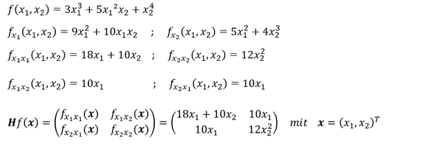 Ermittlung Hesse-Matrix Beispielhafte Ermittlung der Hesse-Matrix einer nicht-linearen Funktion