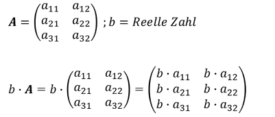 Multiplikation Matrix mit einem Skalar Rechenregeln zur Multiplikation einer Matrix mit einem Skalar