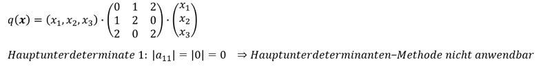 Nicht-Anwendbarkeit Hauptunterdeterminanten-Kriterium Beispiel zur Nicht-Anwendbarkeit des Hauptunterdeterminanten-Kriteriums.