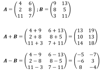 Rechenbeispiel Addition und Subtraktion von Matrizen Rechenbeispiele zur Addition und Subtraktion von Matrizen