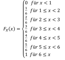 Verteilungsfunktion Mathematische Darstellung der Verteilungsfunktion diskreter Zufallsvariablen